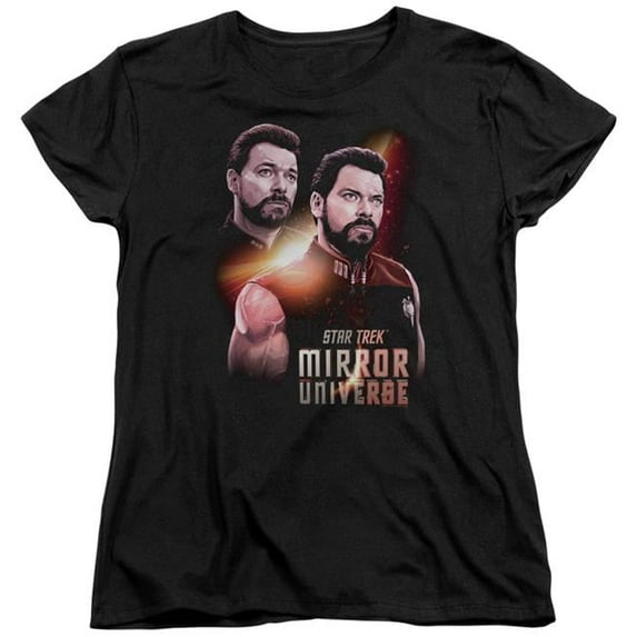 Trevco Star Trek and Mirror Riker Womens Short Sleeve T-Shirt - Black - Medium