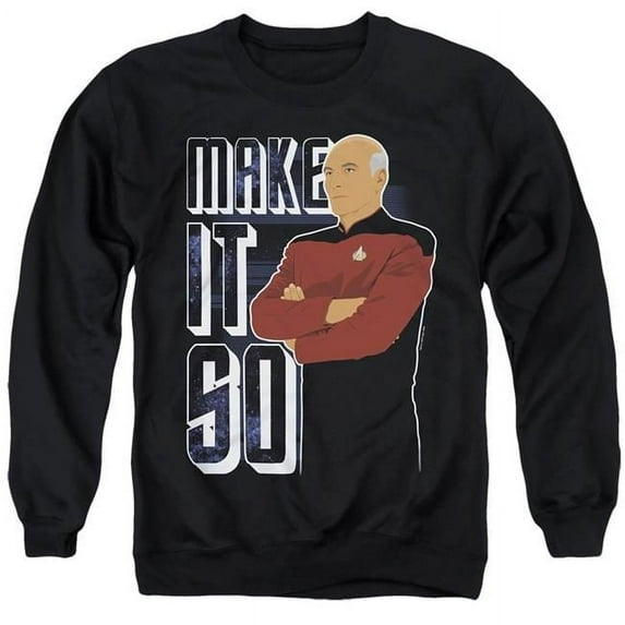 Trevco CBS2663-AS-2 Star Trek the Next Generation & Make It So Adult Cotton & Polyster Crewneck Sweatshirt, Black - Medium
