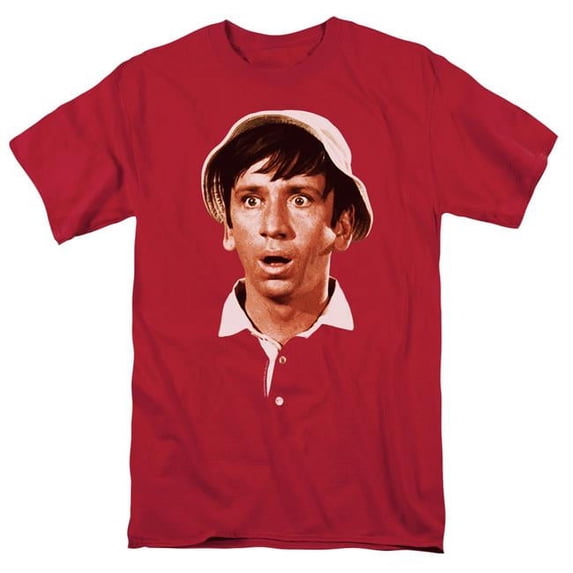 Trevco Sticker & Shirt-Gilligans Island & Gilligans Head-Short Sleeve Adult 18-1 T-Shirt, Red - 2X