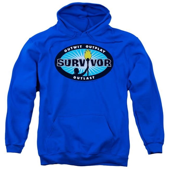 Trevco Survivor & Blue Burst Adult Cotton & Polyster Pull-Over Hoodie, Royal Blue - Large