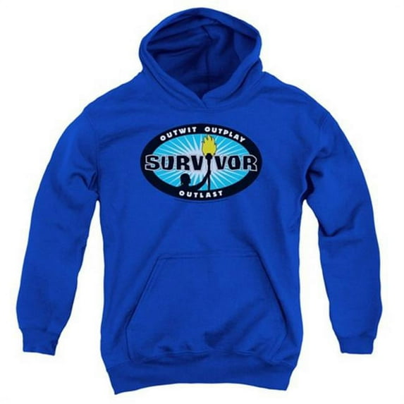 Trevco Survivor-Blue Burst - Youth Pull-Over Hoodie - Royal Blue- Extra Large