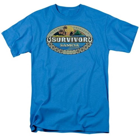 Trevco Survivor-Samoa Logo - Short Sleeve Adult 18-1 Tee - Turquoise- Large