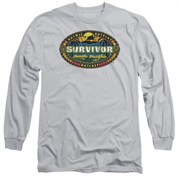 Trevco Survivor-South Pacific - Long Sleeve Adult 18-1 Tee - Silver- Medium