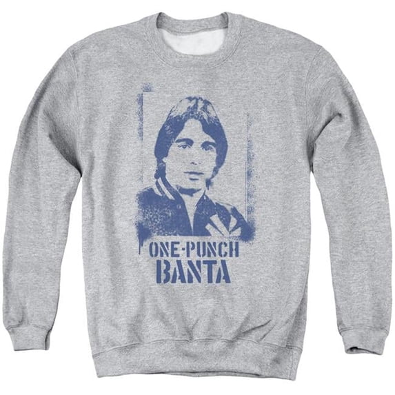 Trevco CBS448-AS-3 Taxi & One Punch Banta Adult Cotton & Polyster Crewneck Sweatshirt, Athletic Heather - Large