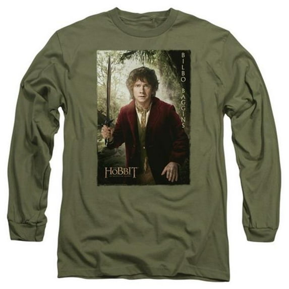 Trevco The Hobbit-Bilbo Poster Long Sleeve Adult 18-1 Tee- Military Green - XL