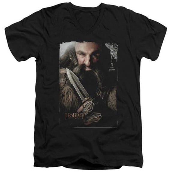 Trevco The Hobbit-Dwalin Short Sleeve Adult V-Neck 30-1 Tee- Black - Small