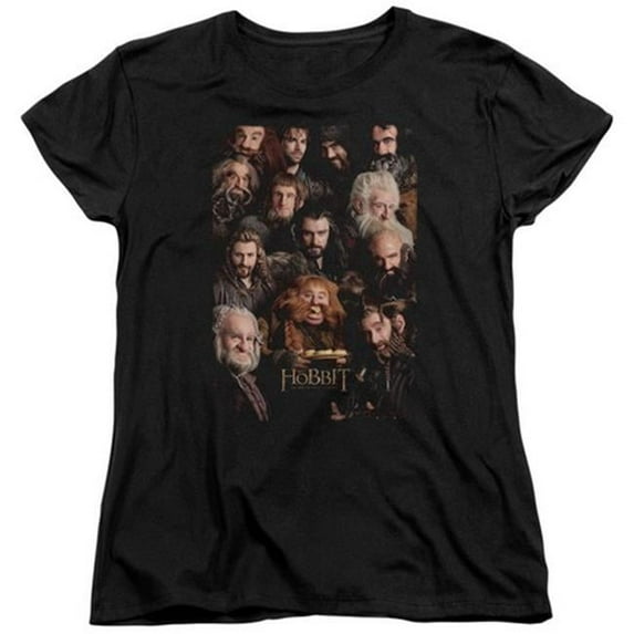 Trevco The Hobbit-Dwarves Poster Short Sleeve Womens Tee- Black - XL