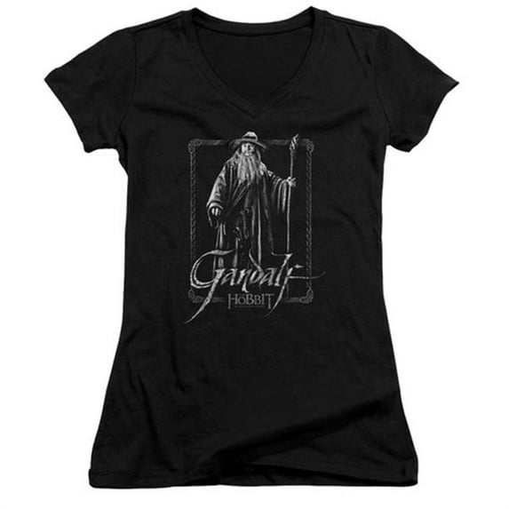 Trevco The Hobbit-Gandalf Stare Junior V-Neck Tee, Black - Medium