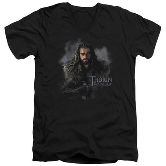 Trevco The Hobbit-Thorin Oakenshield Short Sleeve Adult V-Neck 30-1 Tee- Black - Large
