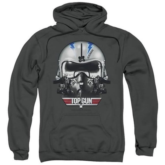 Trevco Top Gun-Iceman Helmet Adult Pull-Over Hoodie, Charcoal - XL