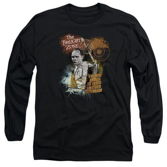 Trevco Twilight Zone & Enter At Own Risk Long Sleeve Adult Cotton 18-1 T-Shirt, Black - 3X