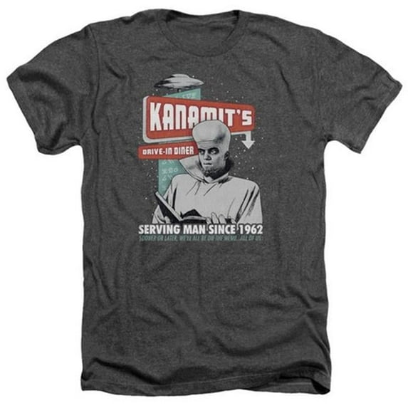 Trevco Twilight Zone-Kanamits Diner - Adult Heather Tee - Charcoal- Small