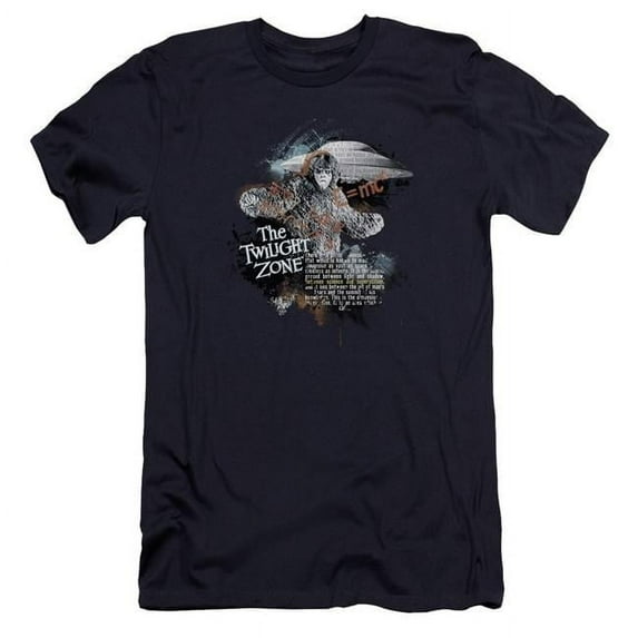 Trevco CBS768-PSF-5 Twilight Zone & Science&Superstition Premium Canvas Adult Cotton Slim Fit 30-1 T-Shirt, Navy - 2X
