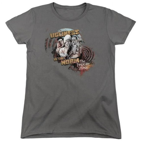 Trevco Twilight Zone & The Norm Short Sleeve Cotton Women T-Shirt, Charcoal - Small