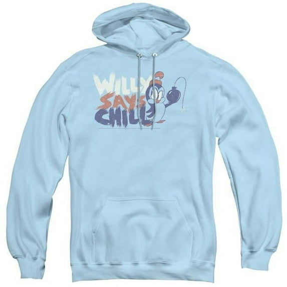 Trevco UNI530-AFTH-2 Chilly Willy & I Say Chill Adult Pullover Hoodie, Light Blue - Medium