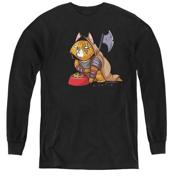 Trevco VAL261-YL-1 Valiant Comics & Eternal Warrior Cat Cosplay Youth Long Sleeve T-Shirt, Black - Small