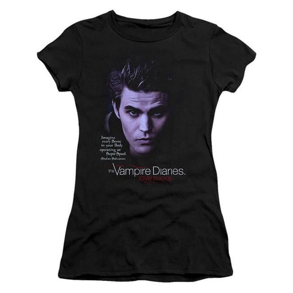 Trevco Vampire Diaries & Sense Your Body Short Sleeve Junior Sheer T-Shirt, Black - Extra Large