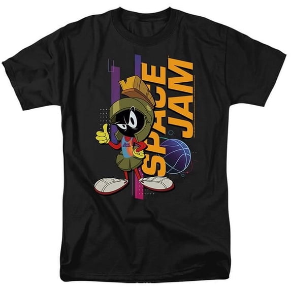 Trevco WBM1591-AT-6 Space Jam 2 & Marvin Standing Short Sleeve Adult 18-1 T-Shirt, Black - 3X