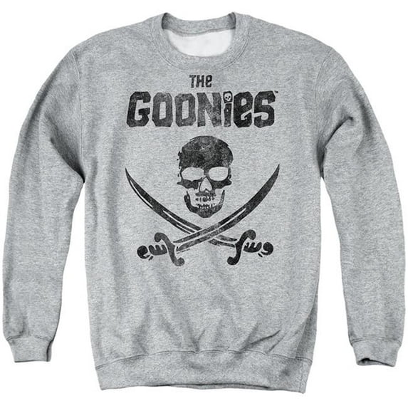 Trevco WBM1927-AS-6 The Goonies & Flag 2-Adult Crewneck Sweatshirt, Athletic Heather - 3X