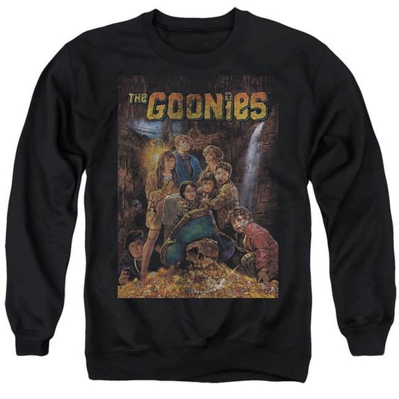 Trevco WBM1930-AS-2 The Goonies & Poster-Adult Crewneck Sweatshirt, Black - Medium