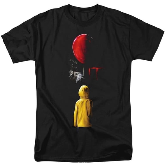 Trevco WBM866-AT-1 It & Red Balloon Adult Regular Fit Short Sleeve 18-1 T-Shirt, Black - Small
