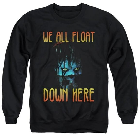 Trevco WBM869-AS-5 It & We All Float Down Here Adult Crewneck Sweatshirt, Black - 2X