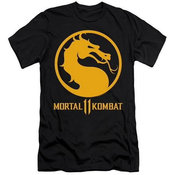 Trevco WBM892B-PSF-4 Mortal Kombat XI & Dragon Logo Adult Premium Canvas Brand Slim Fit Short Sleeve 30-1 T-Shirt Black - Extra Large