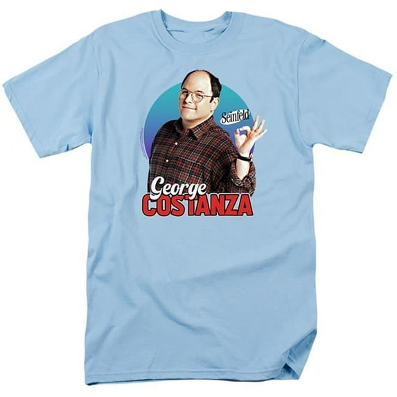 Trevco WBT1224-AT-4 Seinfeld & George Short Sleeve Adult 18-1 T-Shirt, Light Blue - Extra Large