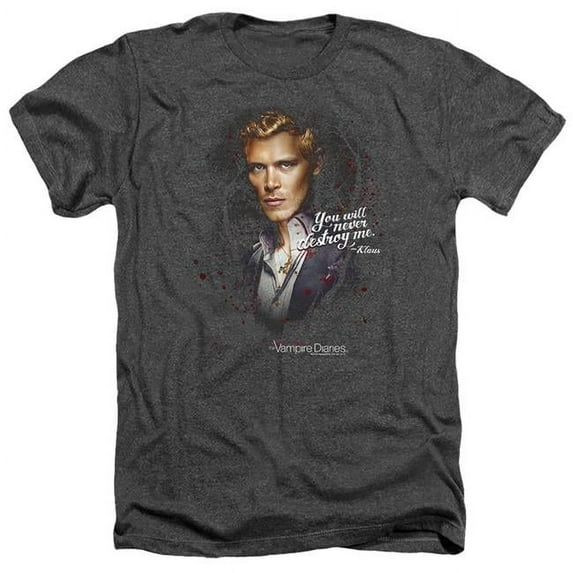 Trevco WBT257-HA-2 Vampire Diaries & Never Destroy-Adult Heather T-Shirt, Black - Medium