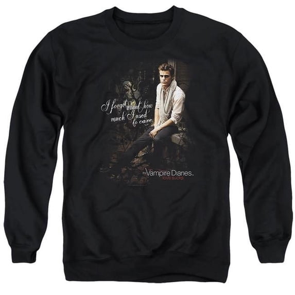 Trevco WBT260-AS-2 Vampire Diaries & I Used To Care-Adult Crewneck Sweatshirt, Black - Medium