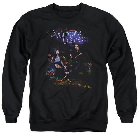 Trevco WBT327-AS-6 Vampire Diaries & Tempted-Adult Crewneck Sweatshirt, Black - 3X