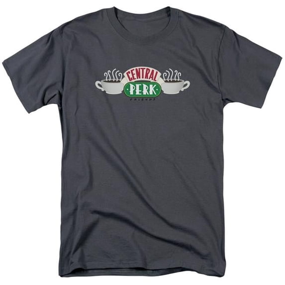 Trevco WBT335B-AT-5 Friends & Central Perk Logo Regular Fit Short Sleeve Adult 18 by 1 T-Shirt, Charcoal - 2X