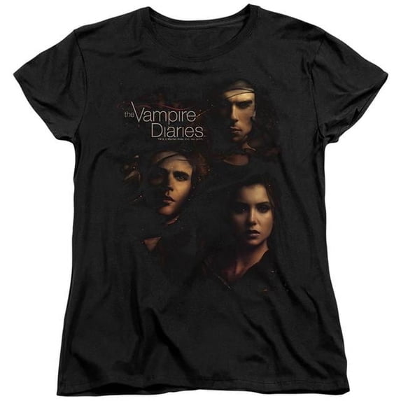 Trevco WBT384-WT-3 Vampire Diaries & Smokey Veil Short Sleeve Women T-Shirt, Black - Large