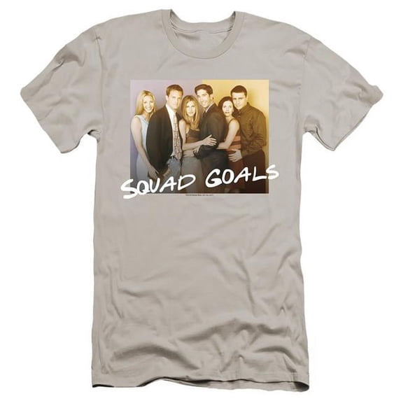 Trevco WBT478-PSF-4 Friends & Squad Goals Premium Canvas Brand Slim Fit HBO Short Sleeve Adult 30 by 1 T-Shirt, Silver - Extra Large