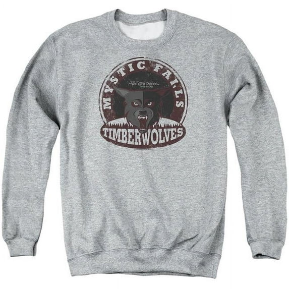 Trevco WBT515-AS-5 Vampire Diaries & Timberwolves-Adult Crewneck Sweatshirt, Athletic Heather - 2X
