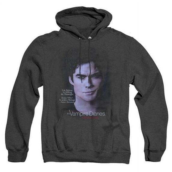 Trevco WBT524-AHH-5 Vampire Diaries & Messenger-Adult Heather Hoodie, Black - 2X