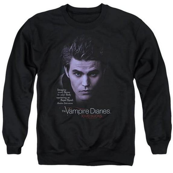 Trevco WBT525-AS-4 Vampire Diaries & Sense Your Body-Adult Crewneck Sweatshirt, Black - Extra Large