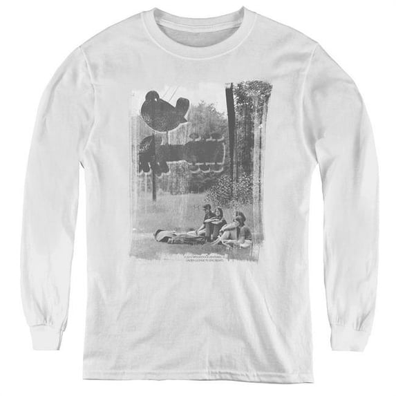 Trevco WOOD126-YL-1 Woodstock & Hippies In A Field Youth Long Sleeve T-Shirt, White - Small