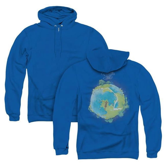 Trevco YES105BK-AZH-2 Yes & Fragile Cover Back Print Adult Zipper Hoodie, Royal Blue - Medium
