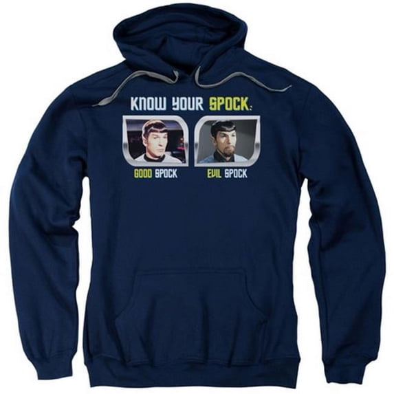 Trevco st Original-Know Your Spock - Adult Pull-Over Hoodie - Navy- 3X