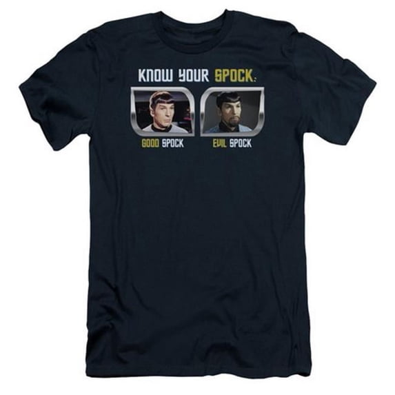 Trevco st Original-Know Your Spock - Short Sleeve Adult 30-1 Tee - Navy- Small