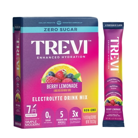 Trevi Sugar Free Electrolyte Drink Mix - 7 Count Berry Lemonade