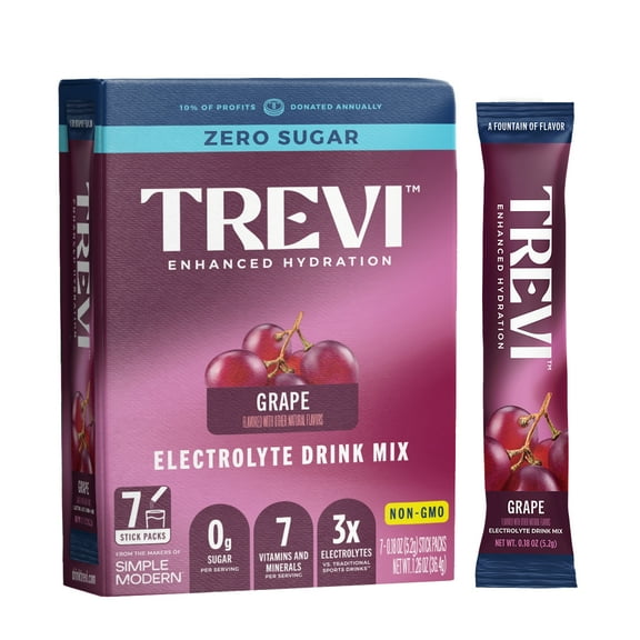 Trevi Sugar Free Electrolyte Drink Mix - 7 Count Grape