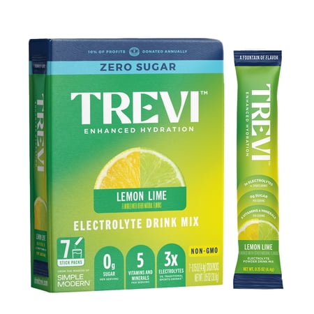 Trevi Sugar Free Electrolyte Drink Mix - 7 Count Lemon Lime