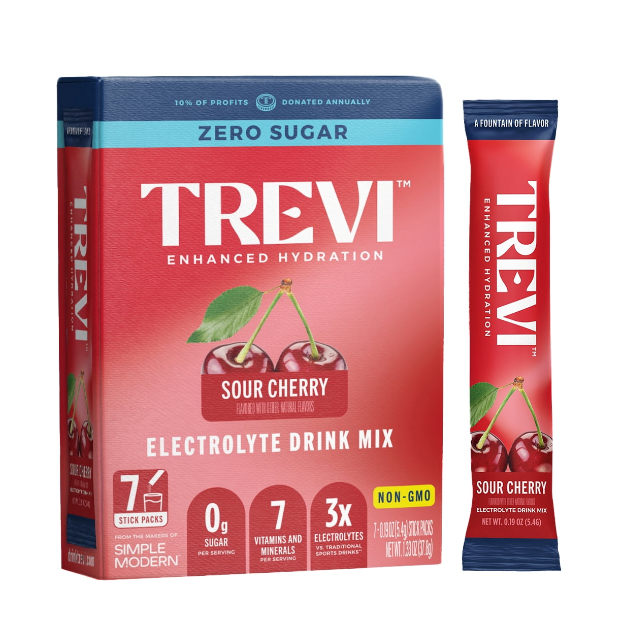 Trevi Sugar Free Electrolyte Drink Mix - 7 Count Sour Cherry