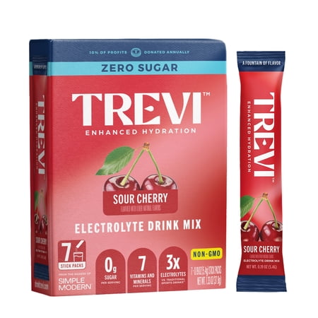 Trevi Sugar Free Electrolyte Drink Mix - 7 Count Sour Cherry