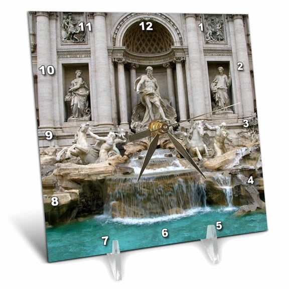 3dRose, Trevi Fountain, Rome, Italy, 6x6 Desk Clock
