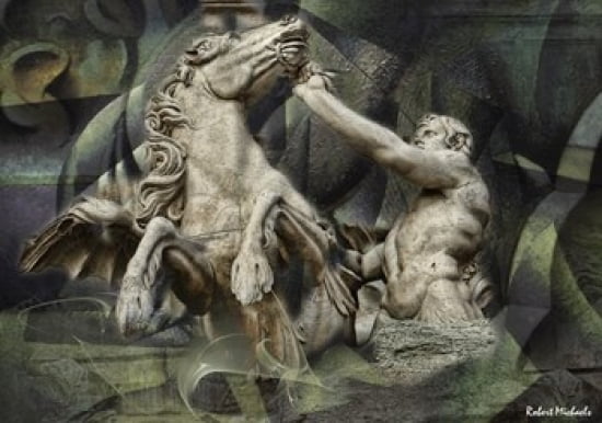 Trevi Green Canvas Art - Robert Michaels (19 x 14)