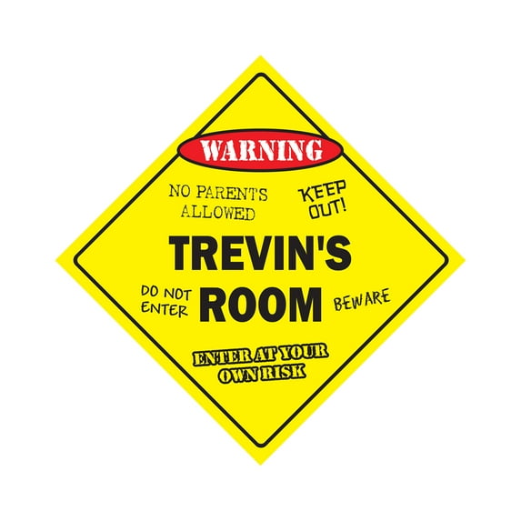 Trevin's Room Sign Crossing Zone Xing | Indoor/Outdoor | 12" Tall kids bedroom decor door children's name boy girl
