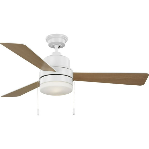 Trevina V 52"  3-Blade Indoor Satin White ENERGY STAR Modern Ceiling Fan with Light Kit and White Opal Shade